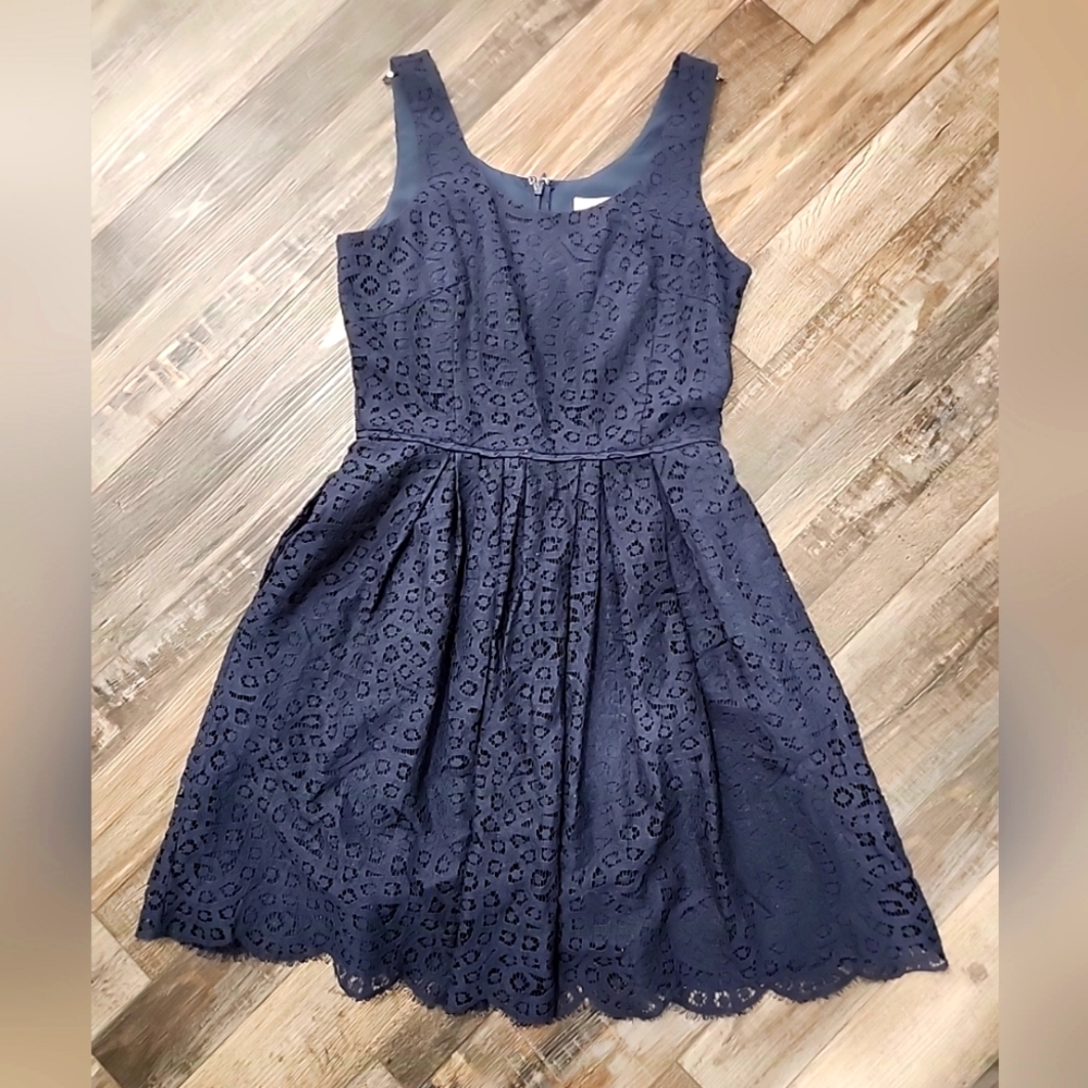$128 MSRP J Crew Navy Blue Lace Dress NWT SZ  0